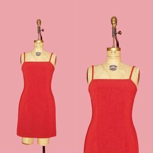 1990s-Y2K XOXO Dresses Red GLITTER, METALLIC, Sparkle, Cocktail Party Dress. S-M